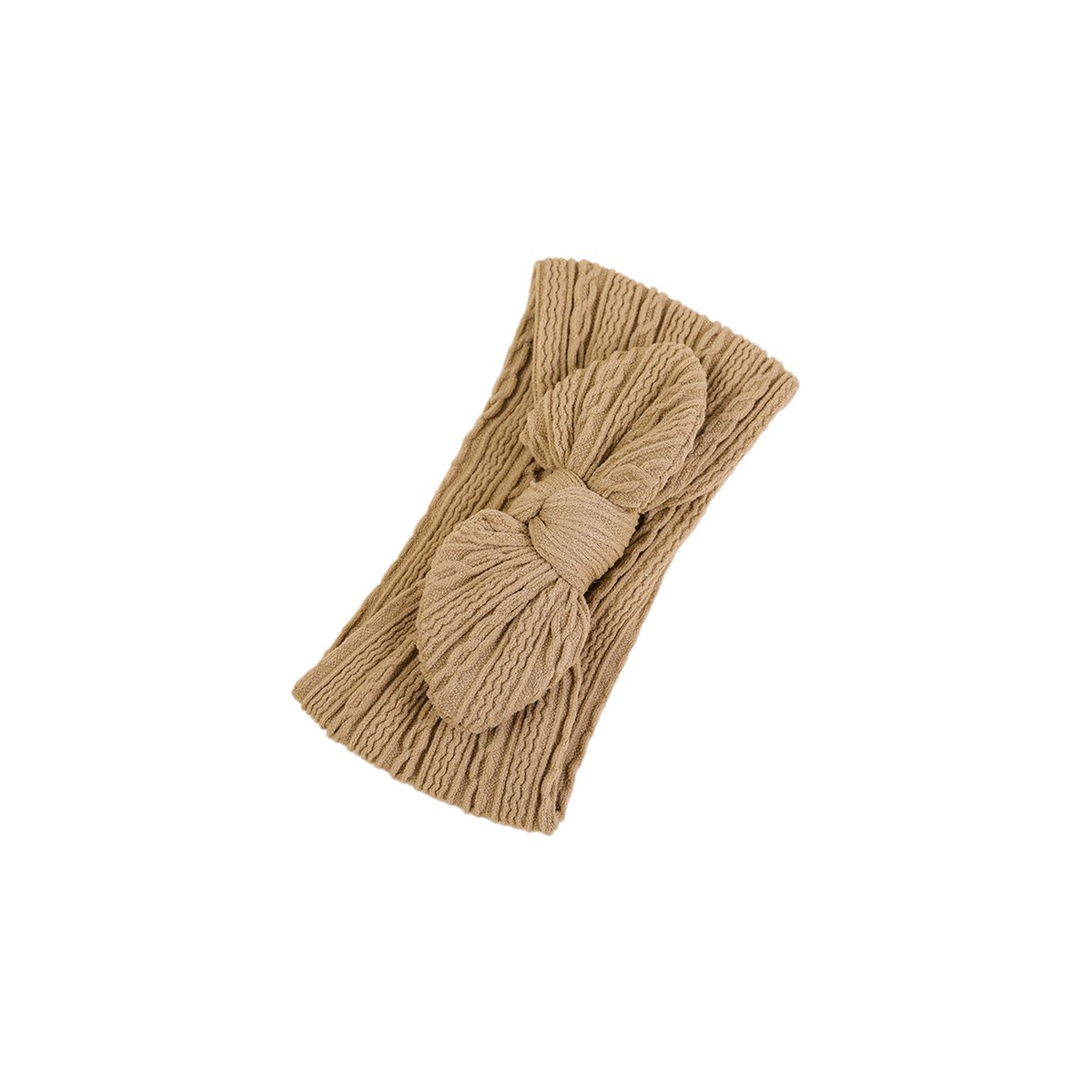 Mabel knit baby bow headband in khaki, earthy khaki