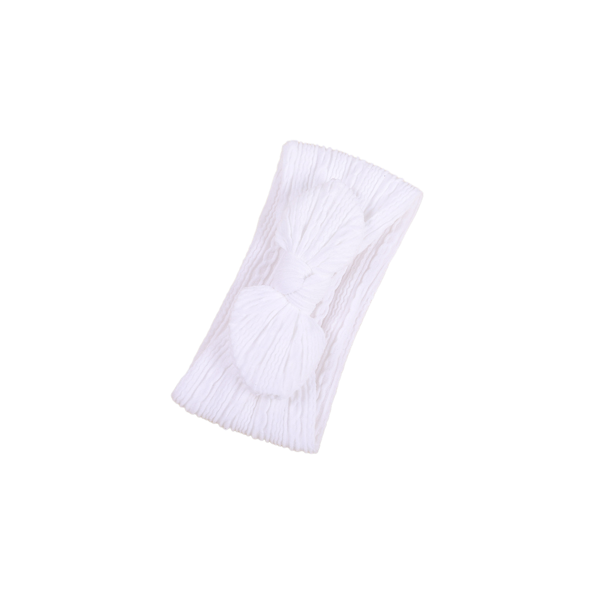 Mabel knit baby bow headband in white, bright white