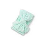 Mint green double bow baby headband by Sommerfugl Kids