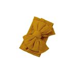 Mustard double bow baby headband by Sommerfugl Kids