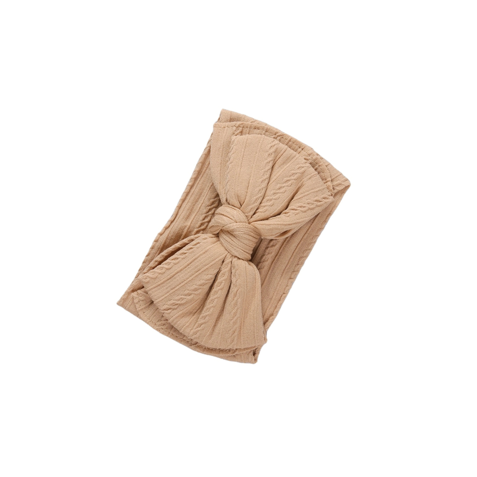 Bowie Cable Knit Double Bow Headband — baby headband styled flat lay with nursery accessories