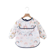 Over the rainbow baby smock bib with long sleeves, waterproof feeding smock with rainbow print
