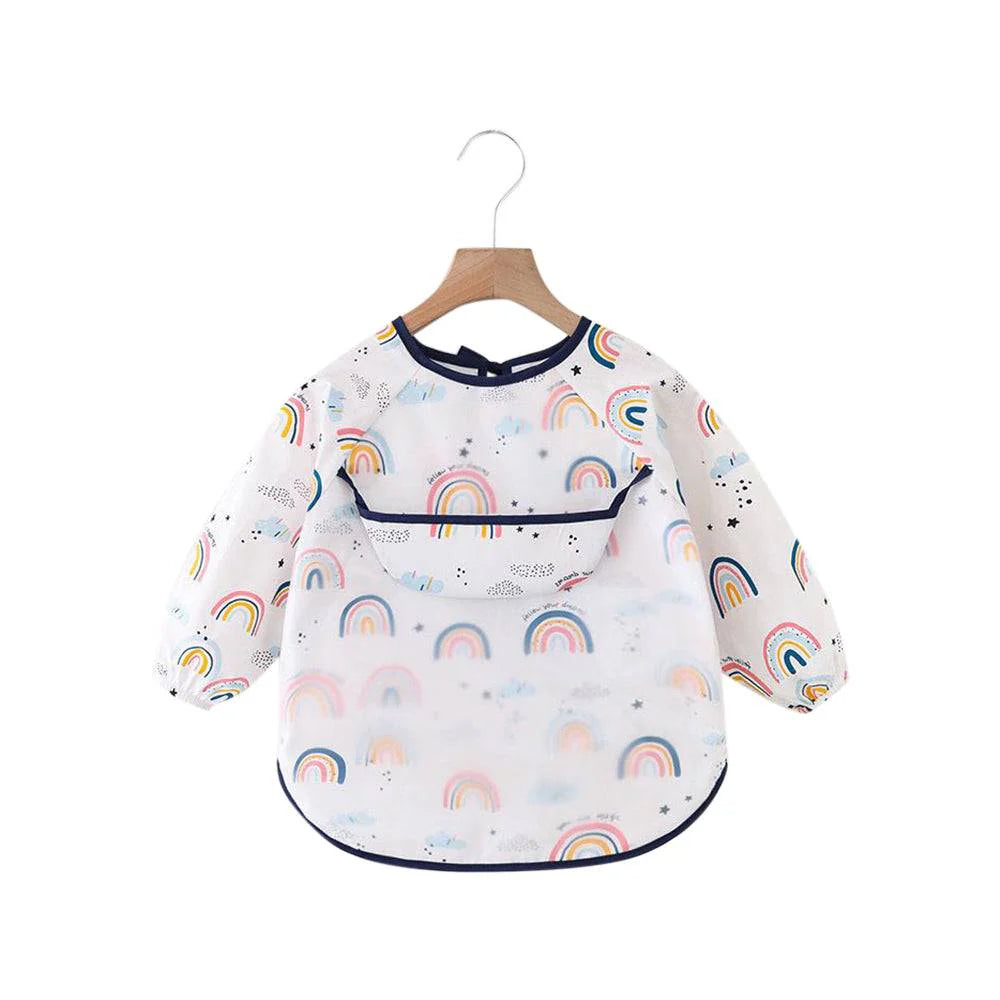 Baby bib — Over the Rainbow Waterproof Baby Smock Bib Long Sleeve on white background