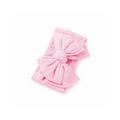 Peony pink nylon ear detail baby headband with bow detail — Bowie Double Bow Headband on white background