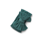 Pine green double bow baby headband by Sommerfugl Kids