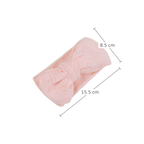 Pixie pointelle baby bow headband in blush, measurements 15.5 cm x 8.5 cm