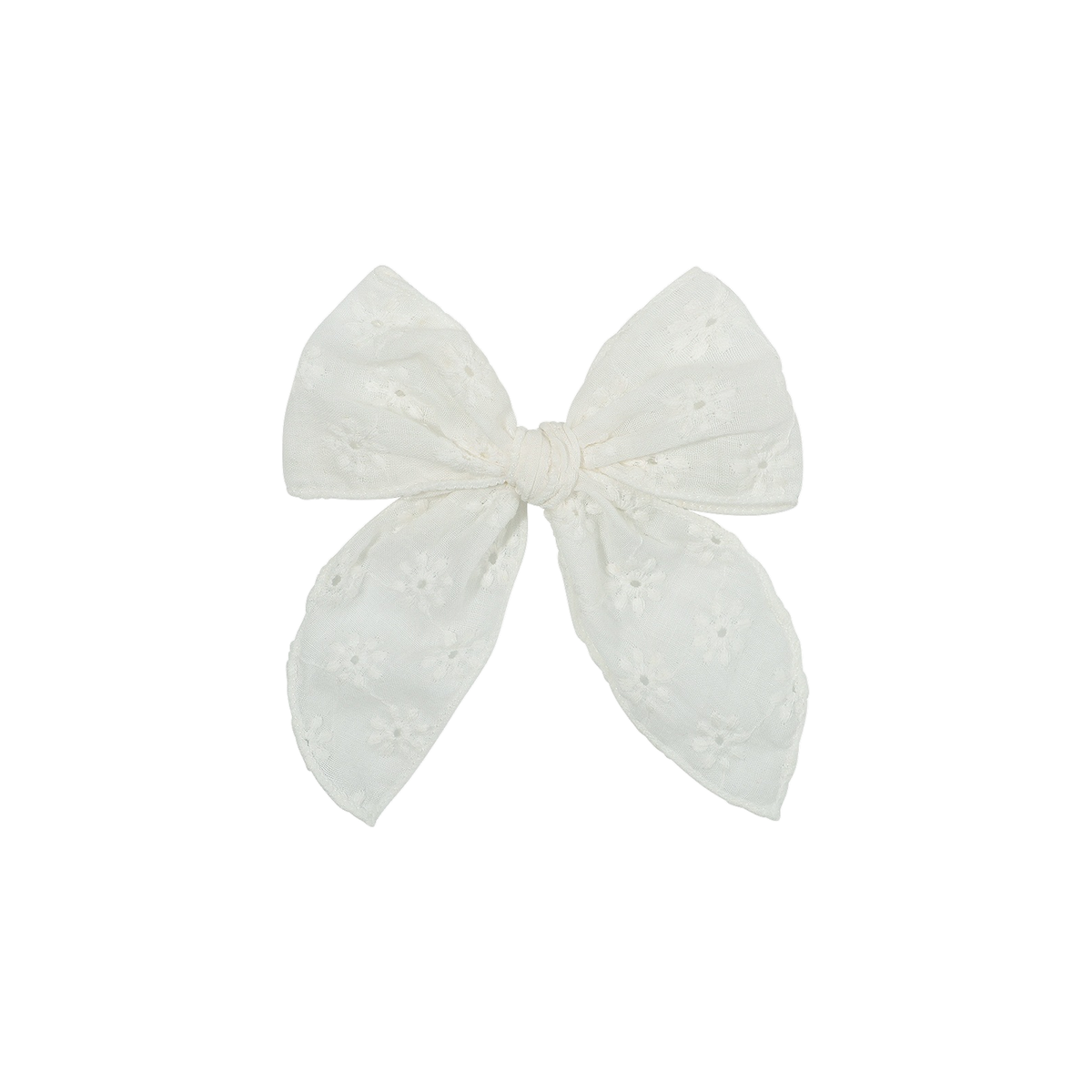 Sadie broderie baby bow clip in white, crisp white broderie anglaise