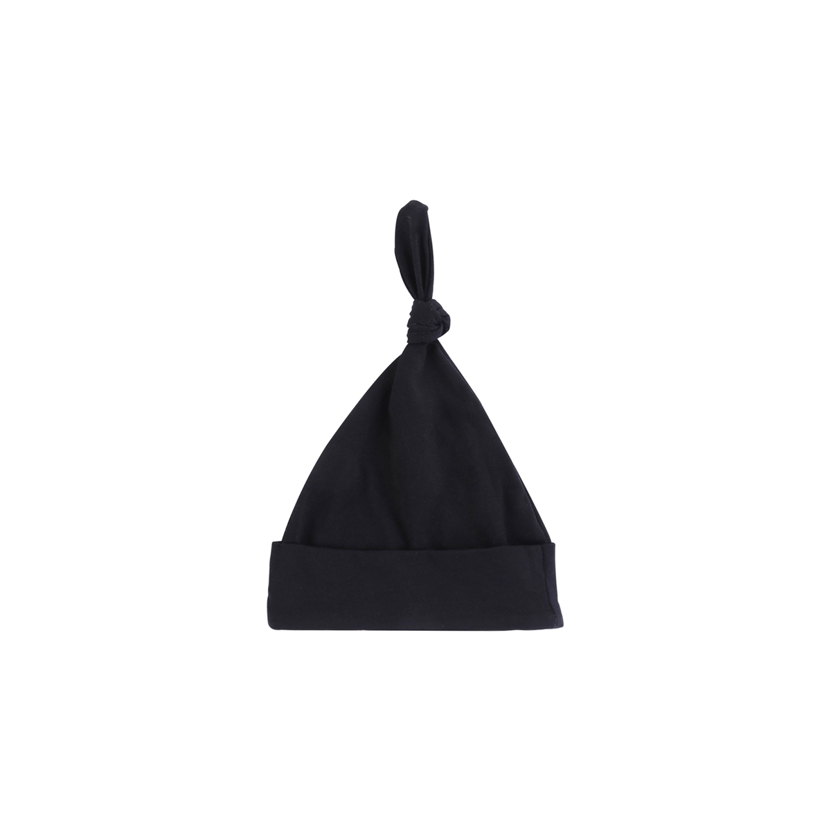 Scout top knot baby beanie in black
