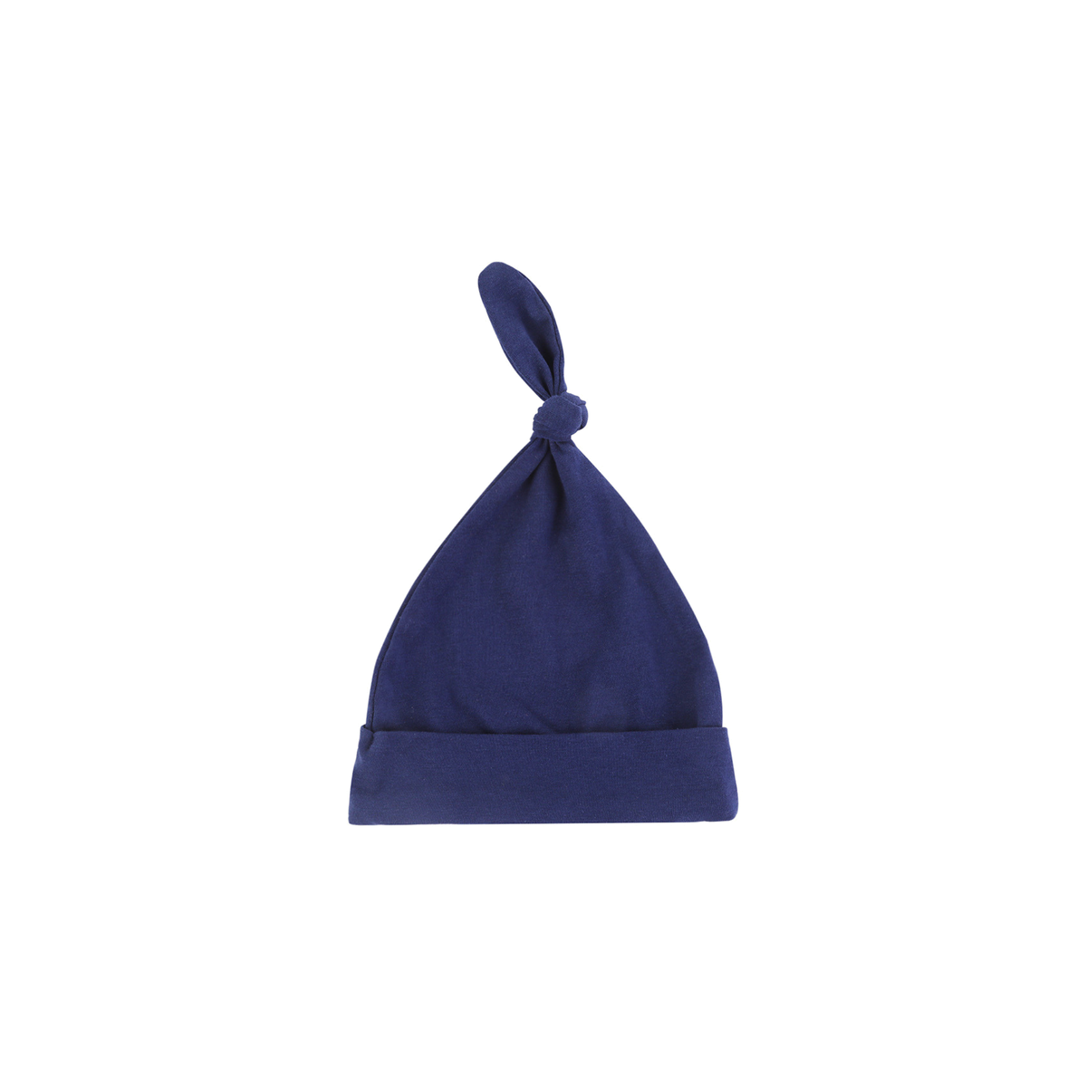Scout top knot baby beanie in navy
