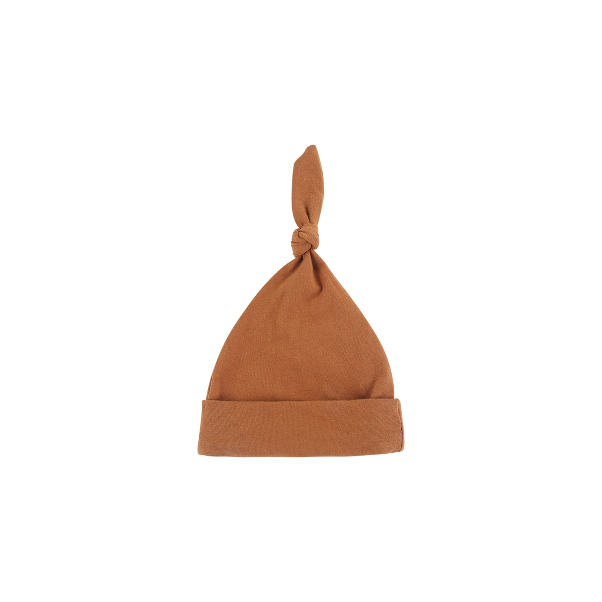 Scout top knot baby beanie in rust