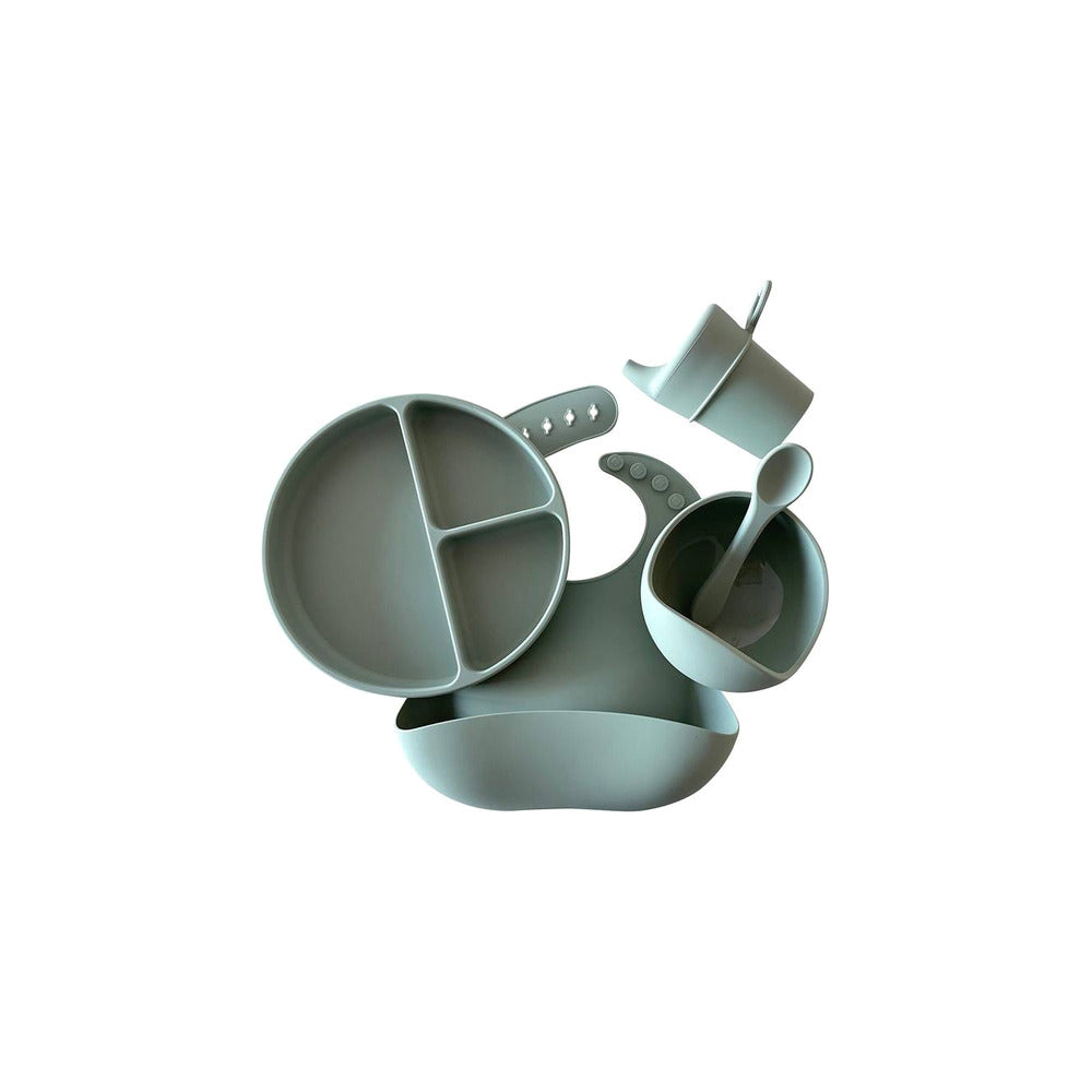 Silicone baby feeding set in chalet green