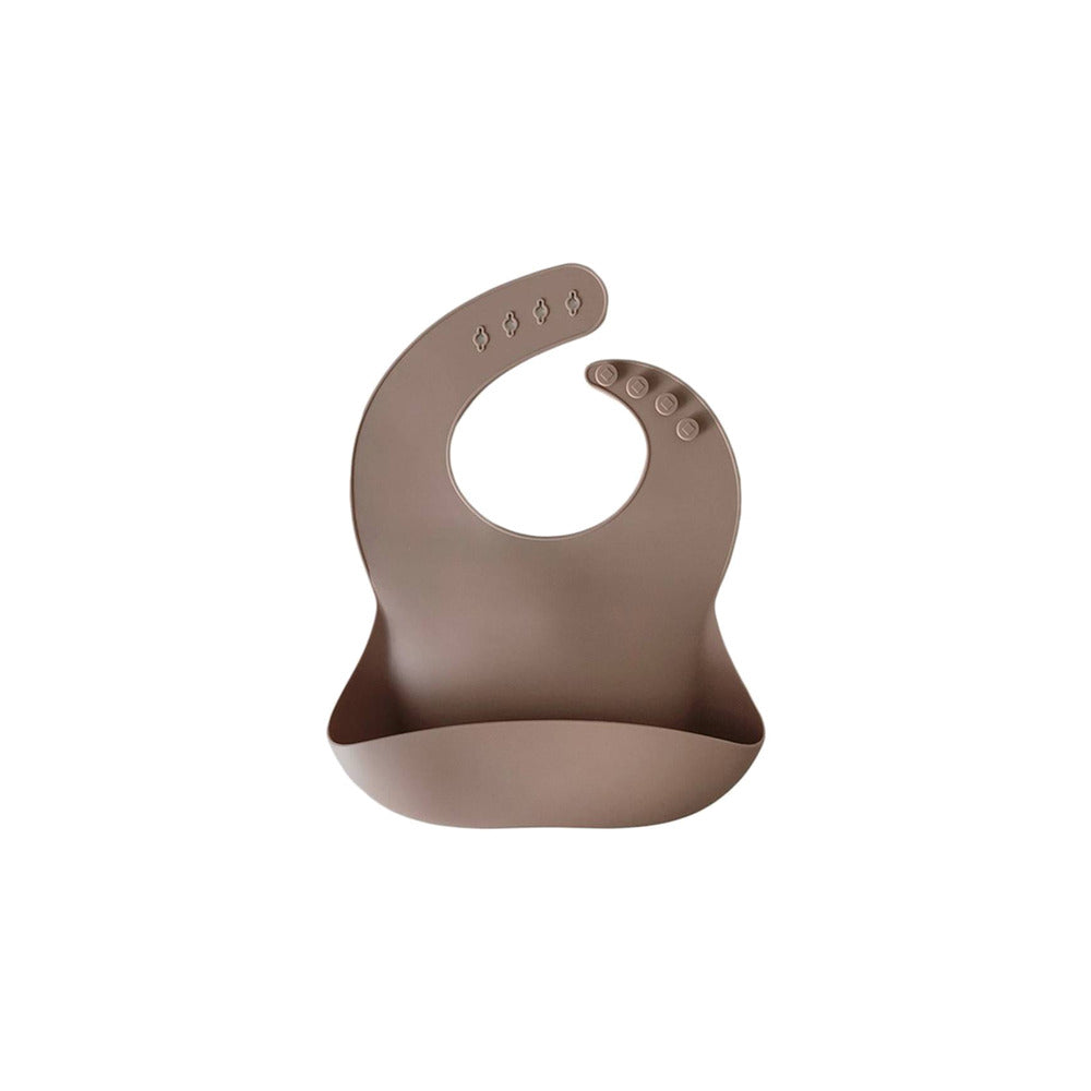 Silicone waterproof baby bib in almond frost