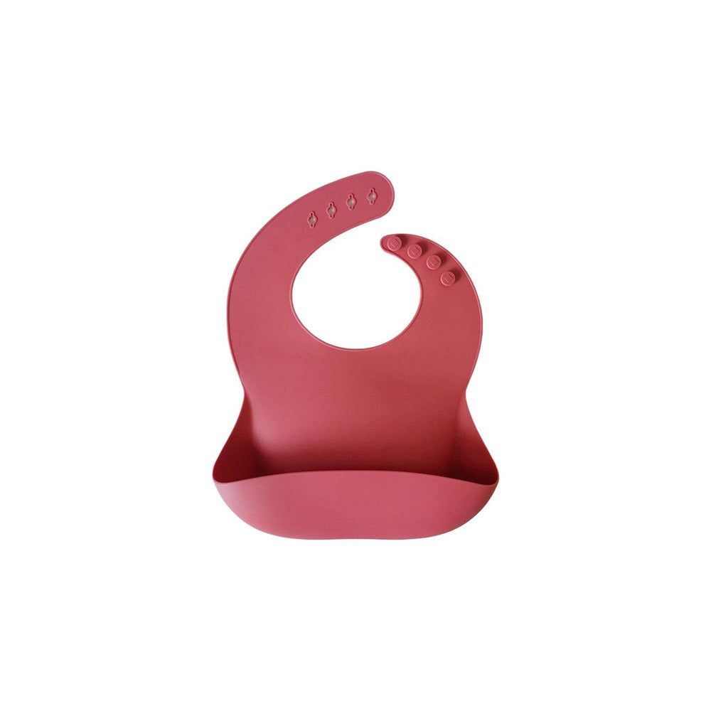 Silicone waterproof baby bib in sugar coral