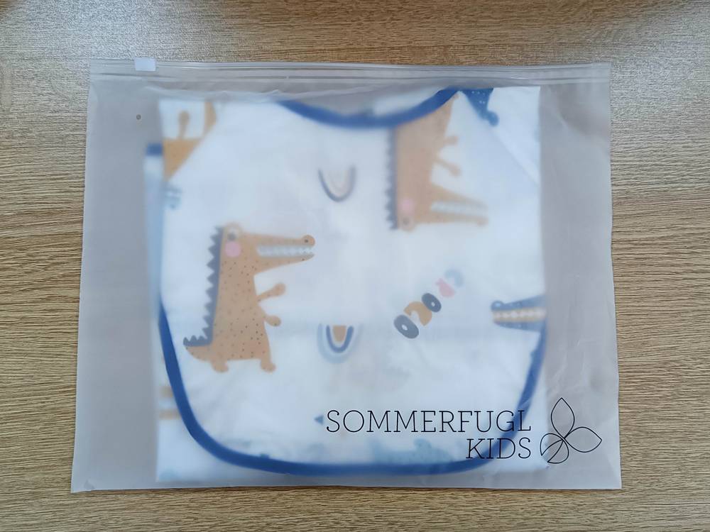 Snap Happy Crocodile Waterproof Baby Smock Bib Long Sleeve — cat baby bib showing face and soft texture