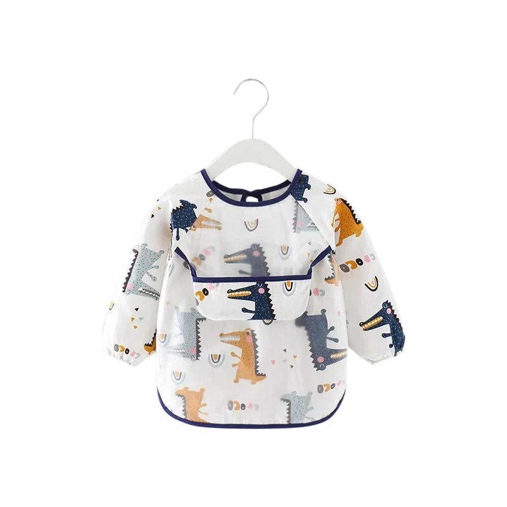 Ear detail baby bib — Snap Happy Crocodile Waterproof Baby Smock Bib Long Sleeve on white background