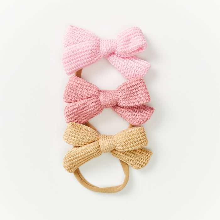 Baby Knitted Bow Headband in Latte