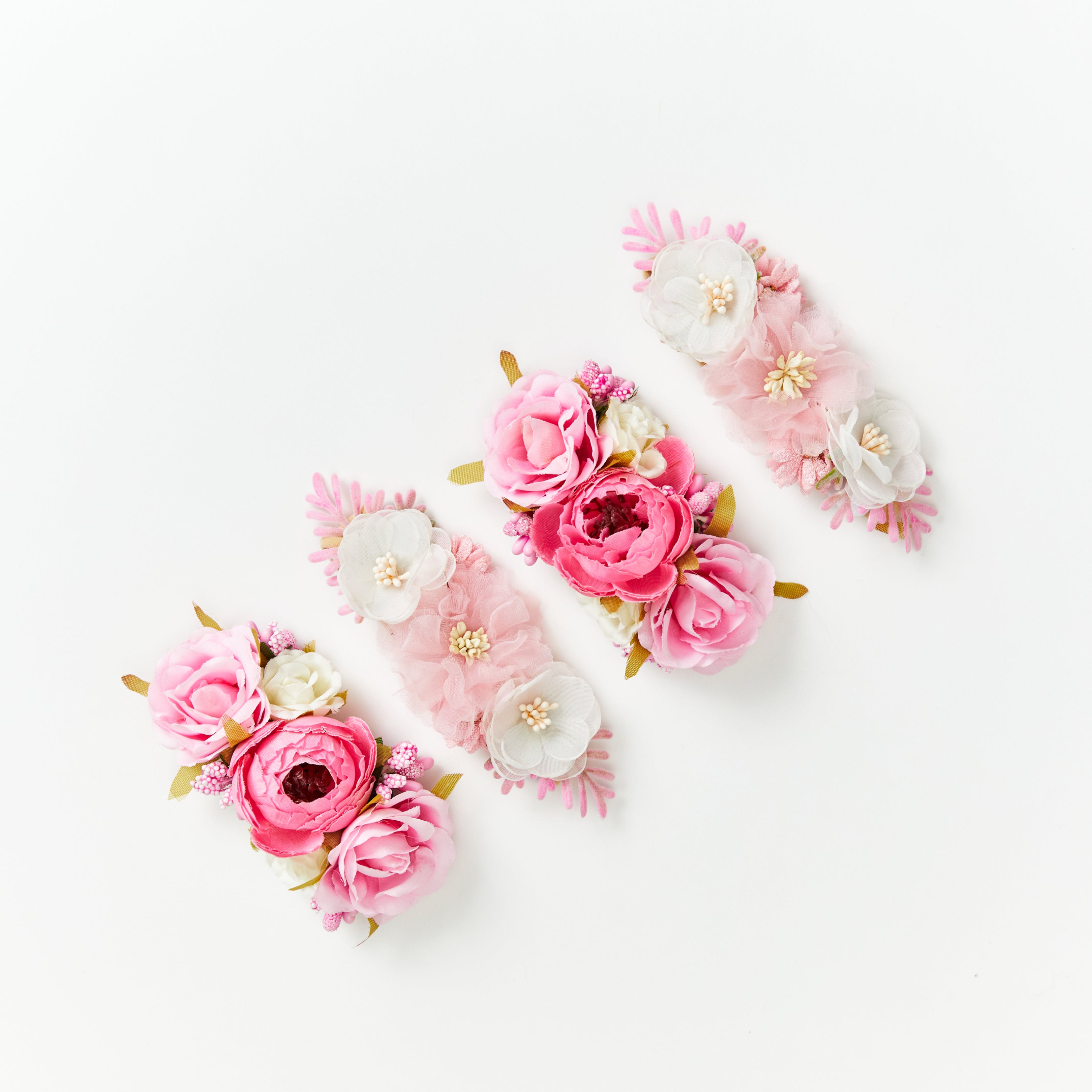 Delicate Baby Flower Crown with Pearls: Flower Girl Headband — close-up of floral on baby headband
