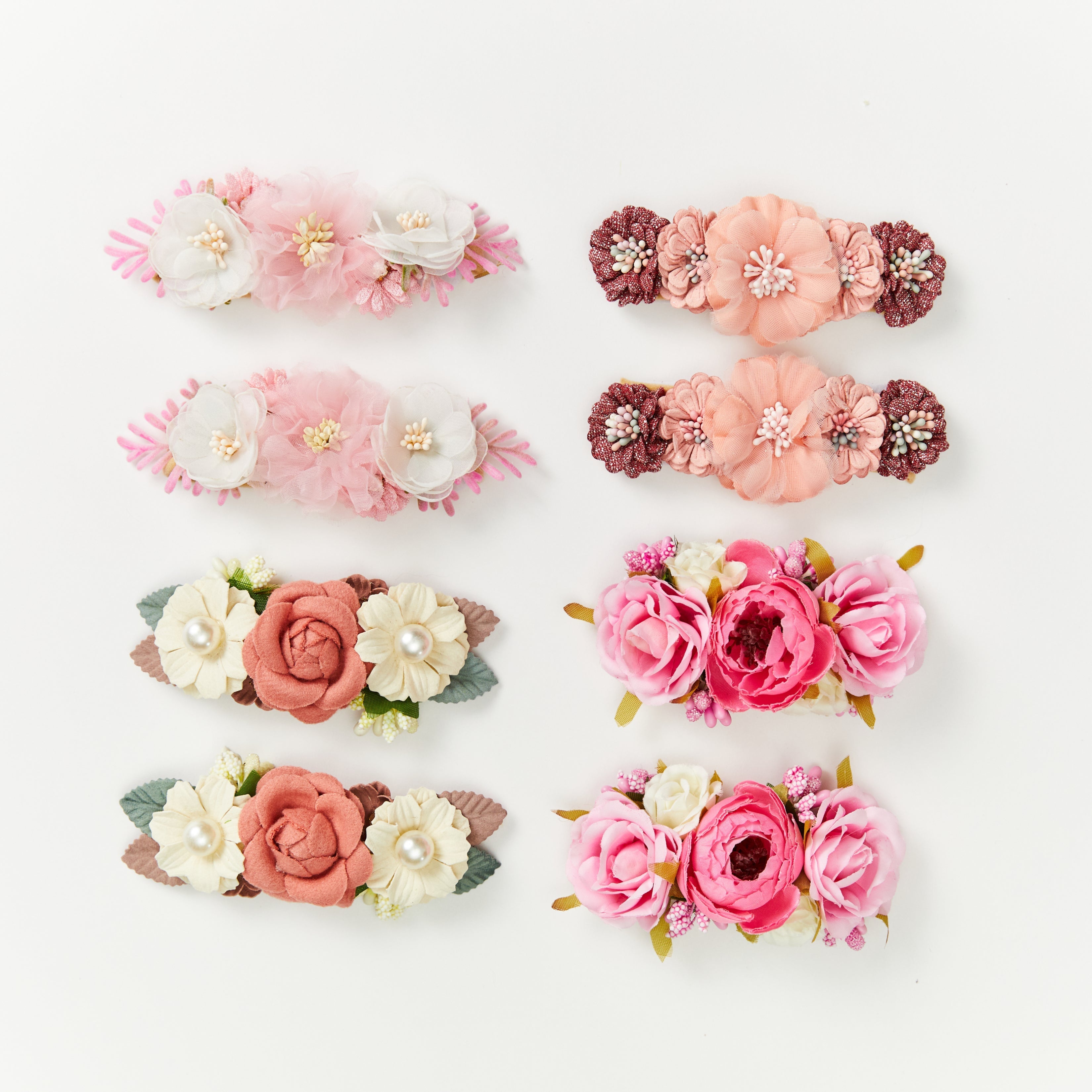 Baby girl wearing baby headband with floral — Delicate Baby Flower Crown with Pearls: Flower Girl Headband