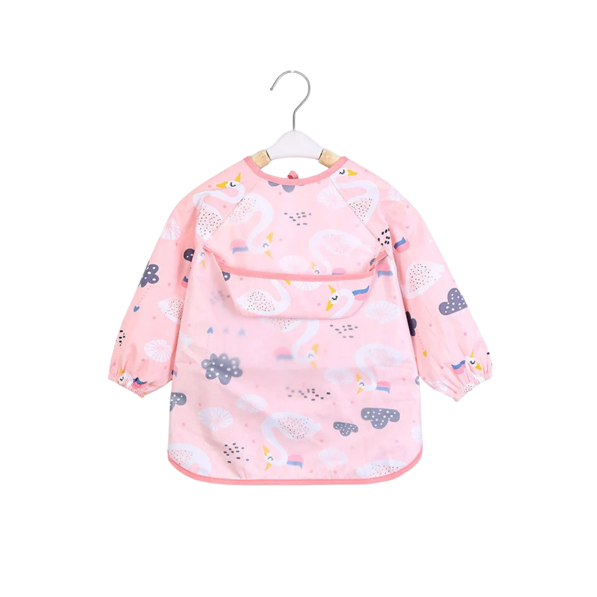Ear detail baby bib — Swan Lake Waterproof Baby Smock Bib Long Sleeve on white background