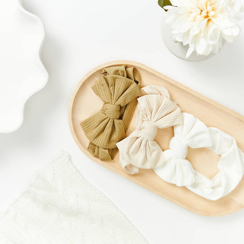 Baby Textured Single Soft Bow Knot Headband — Mustard - Sommerfugl Kids