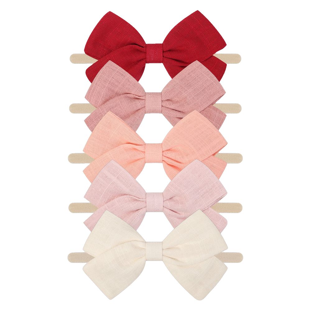 Tinka Bow Baby Headband 5 Pack in Apricot