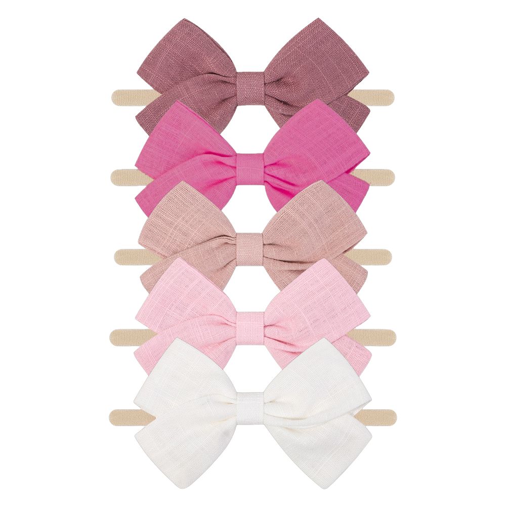 Tinka Bow Baby Headband 5 Pack in Blossom