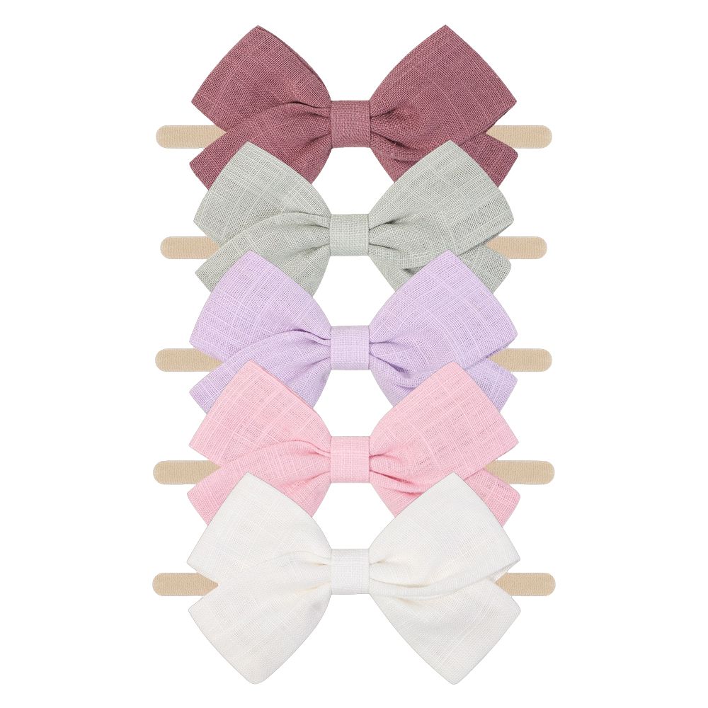 Tinka Bow Baby Headband 5 Pack in Blush