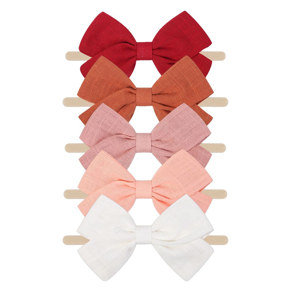 Tinka Bow Baby Headband 5 Pack in Clay