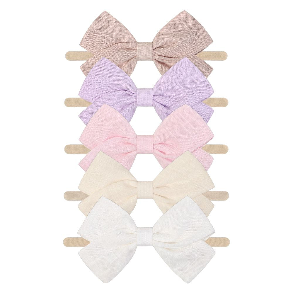 Tinka Bow Baby Headband 5 Pack in Cloud