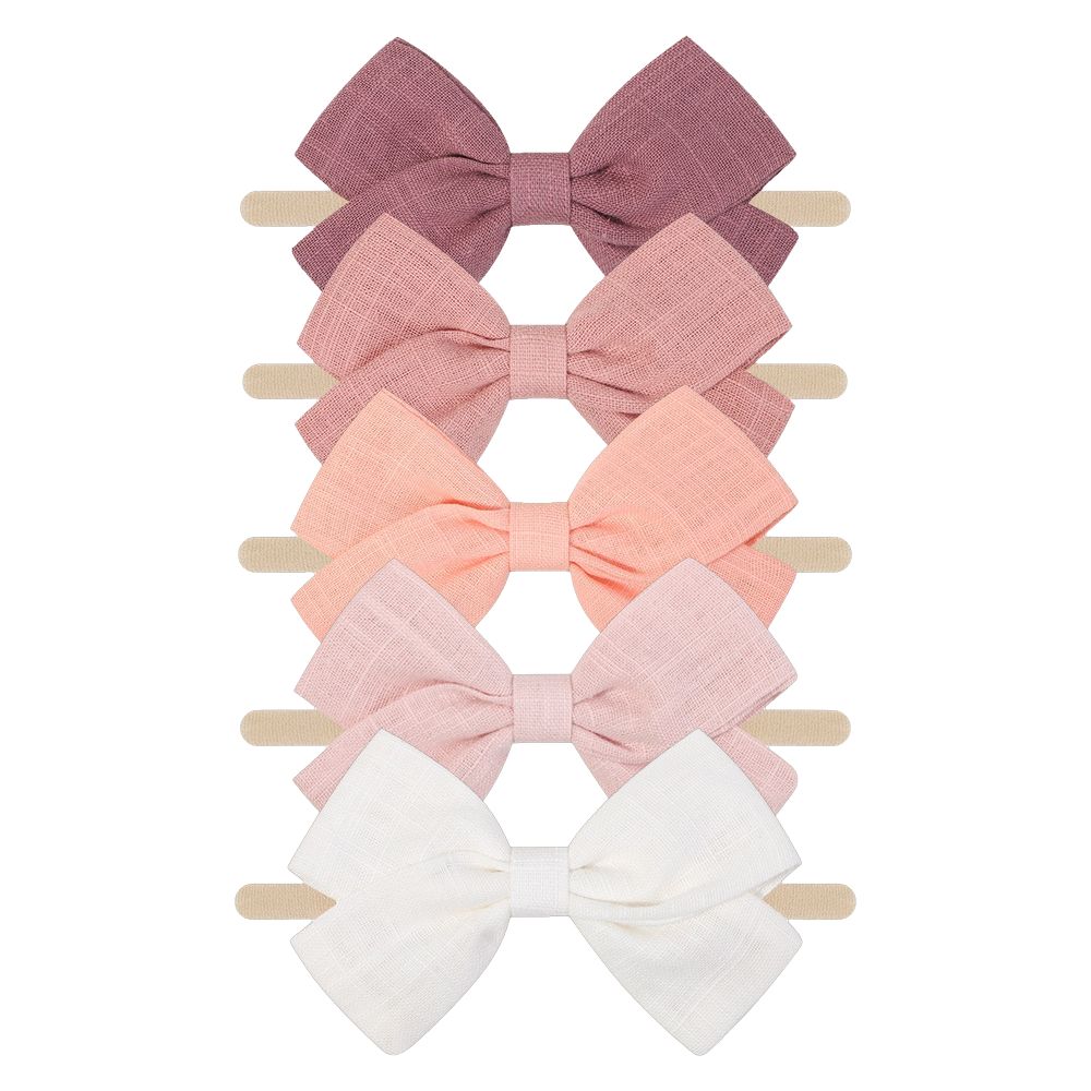 Tinka Bow Baby Headband 5 Pack in Coral