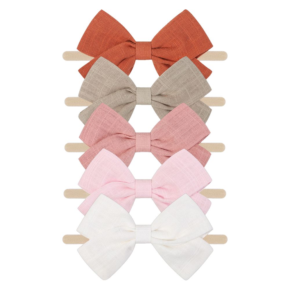 Tinka Bow Baby Headband 5 Pack in Dusk