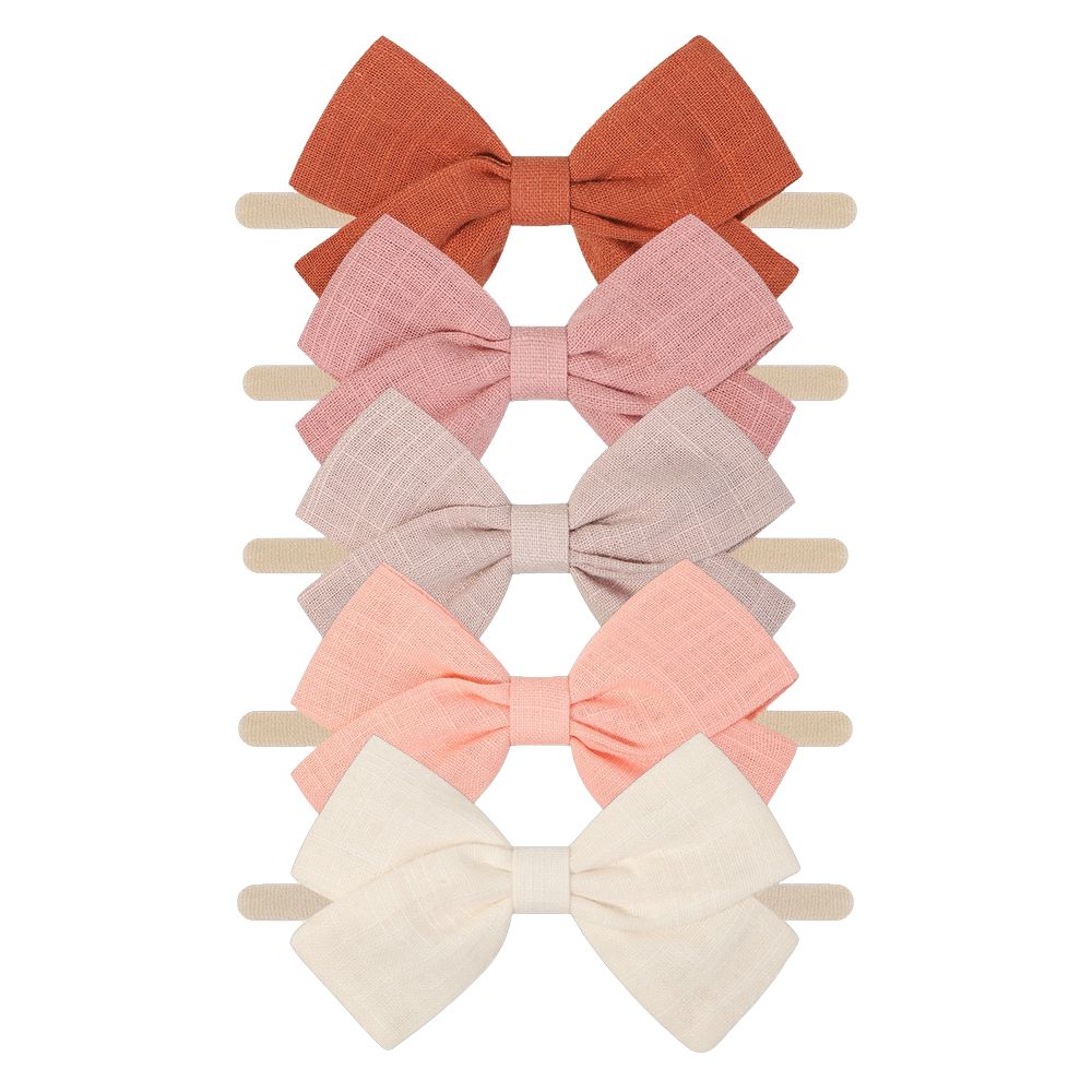 Tinka Bow Baby Headband 5 Pack in Ember