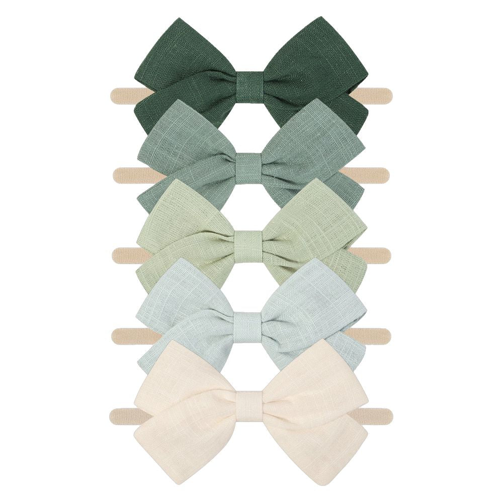 Tinka Bow Baby Headband 5 Pack in Fern