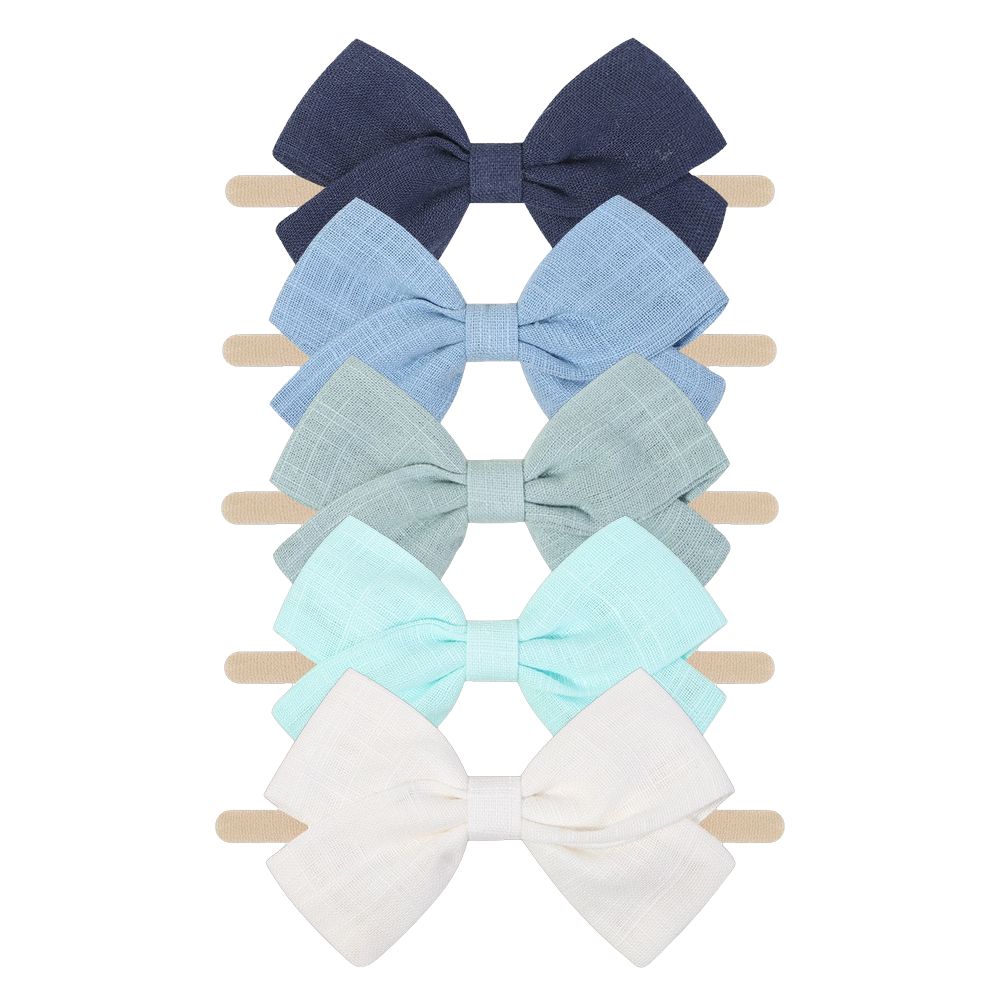 Tinka Bow Baby Headband 5 Pack in Harbour