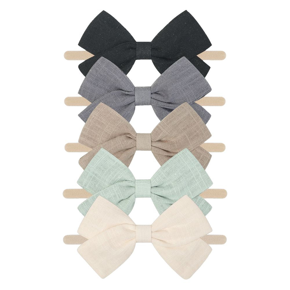 Tinka Bow Baby Headband 5 Pack in Ink
