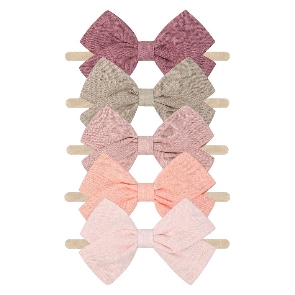 Tinka Bow Baby Headband 5 Pack in Mist