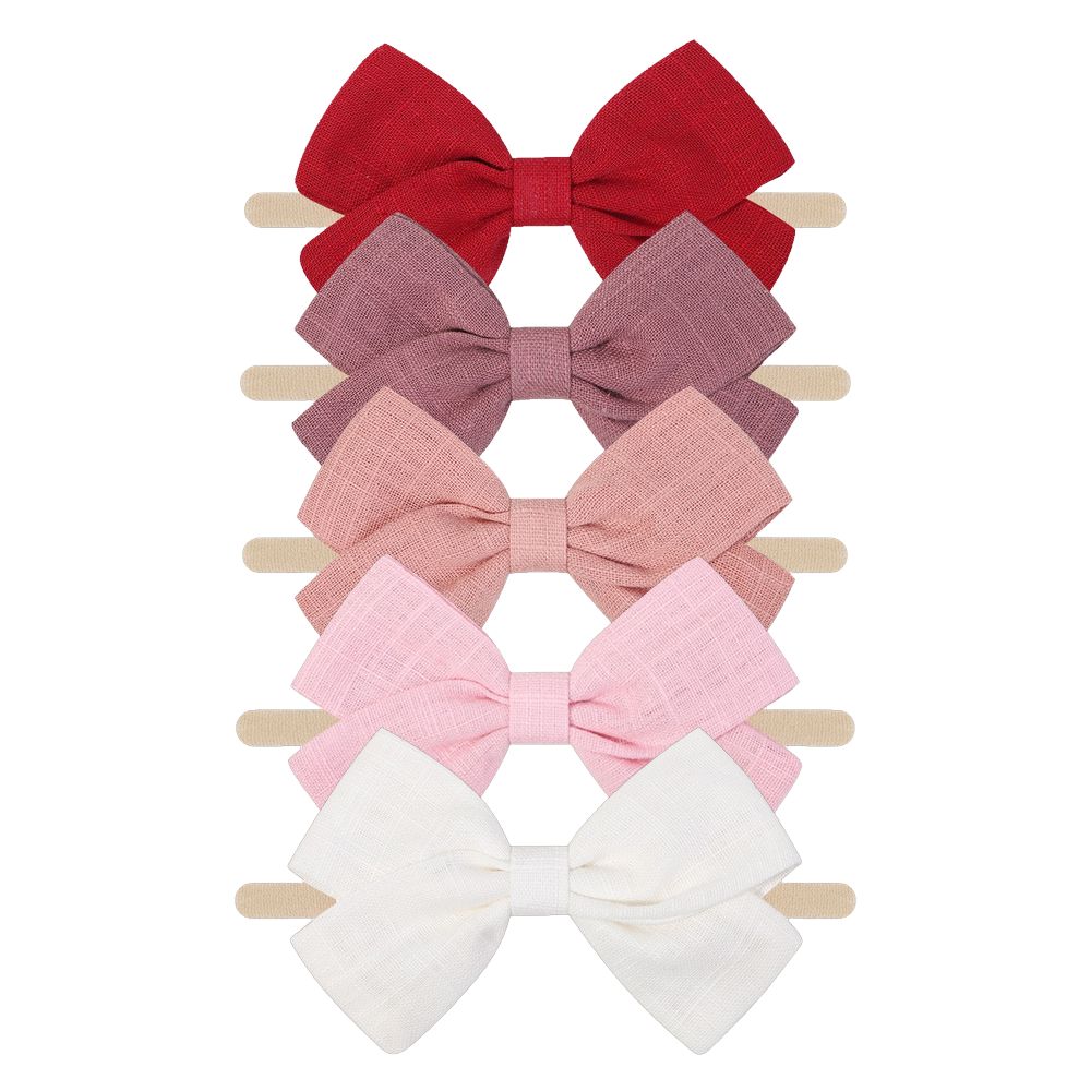 Tinka Bow Baby Headband 5 Pack in Peony