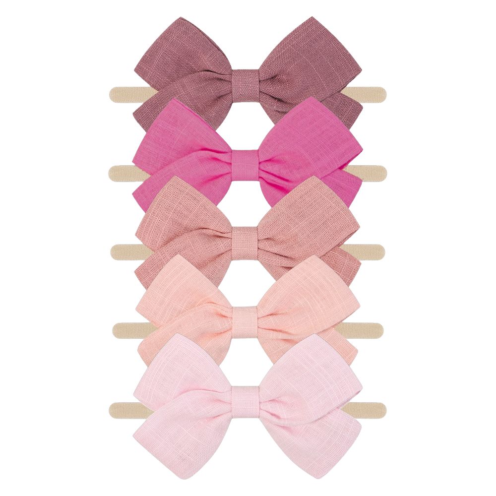 Tinka Bow Baby Headband 5 Pack in Punch