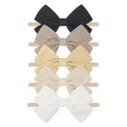 Tinka Bow Baby Headband 5 Pack in Stone