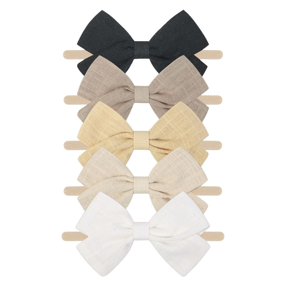 Tinka Bow Baby Headband 5 Pack in Stone