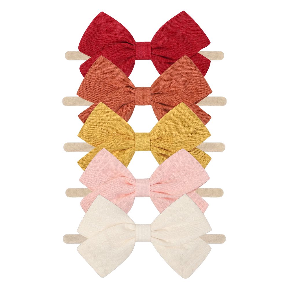 Tinka Bow Baby Headband 5 Pack in Sunset