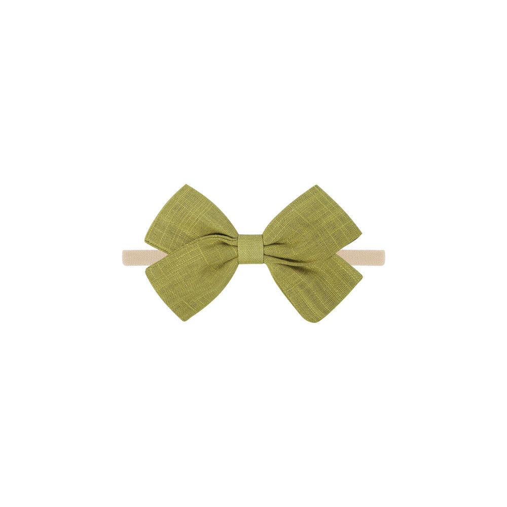 Tinka tiny bow baby headband in khaki