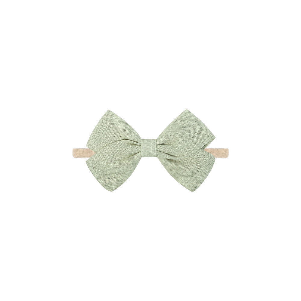 Tinka tiny bow baby headband in olive