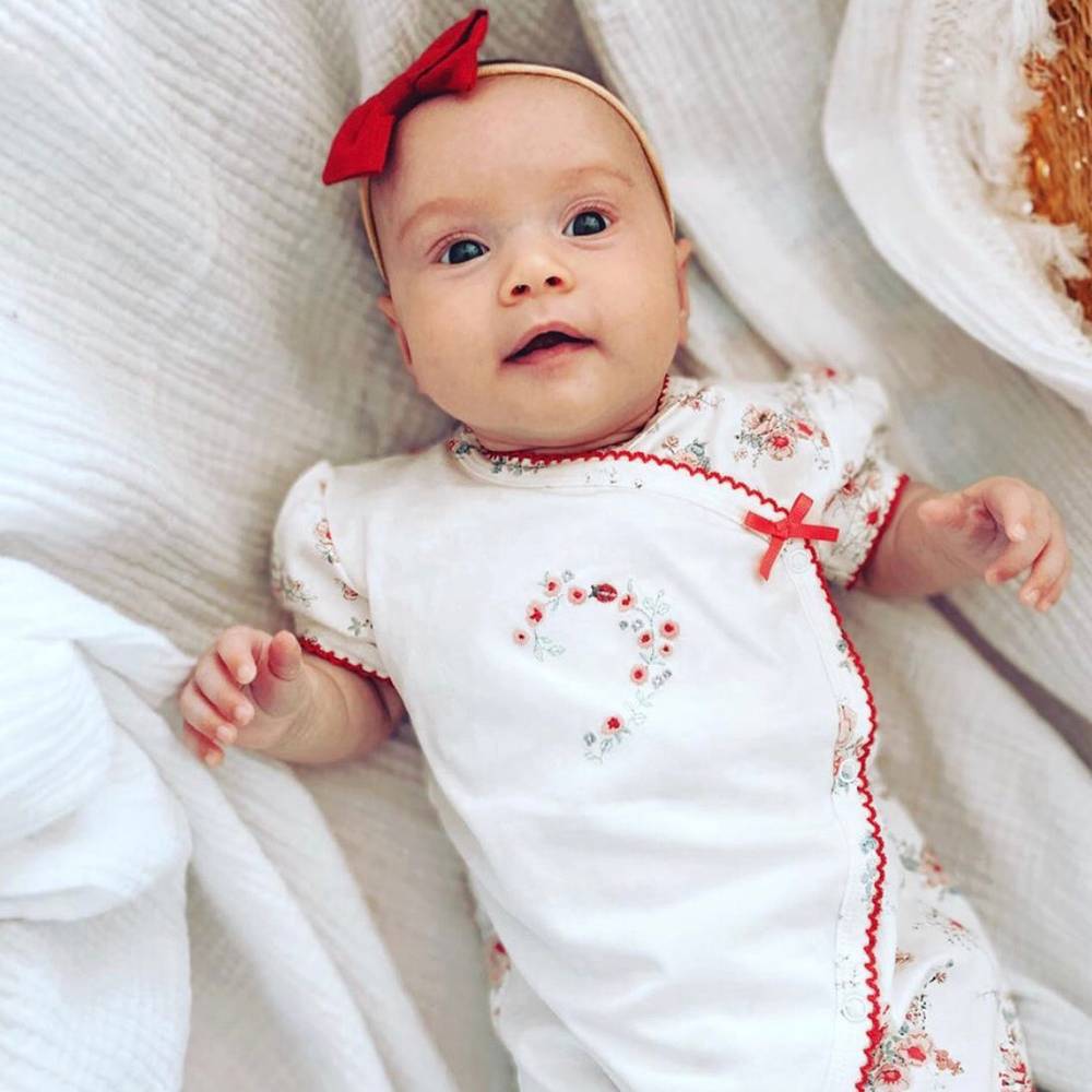 Tinka Tiny Bow in Cherry Red baby bow headband, alternate view