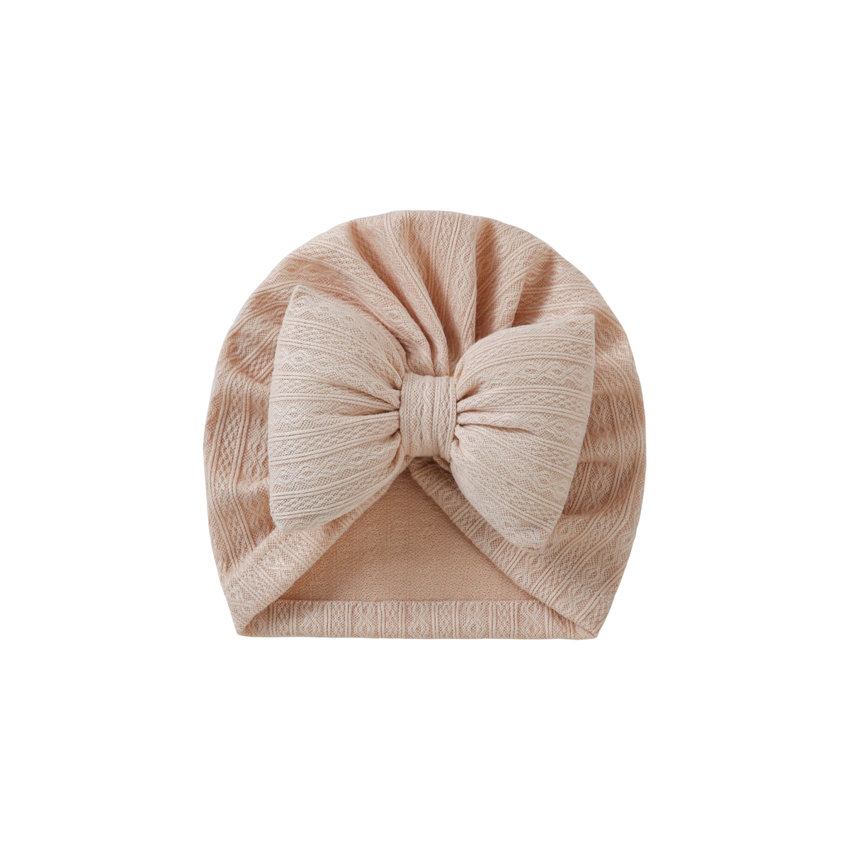 Tully diamond knit bow baby turban in beige
