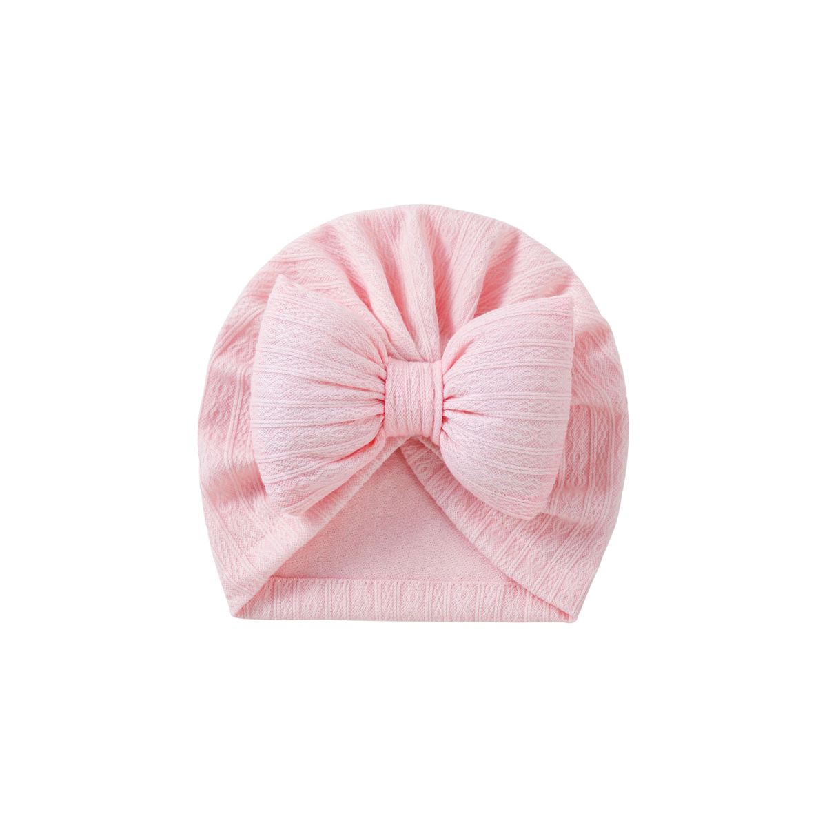 Tully diamond knit bow baby turban in blush
