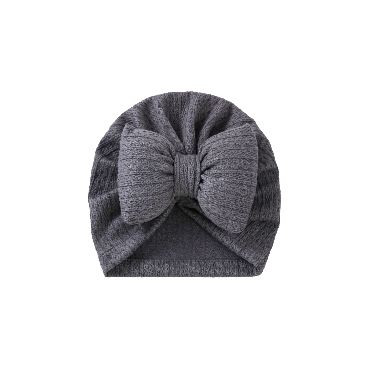 Tully diamond knit bow baby turban in charcoal