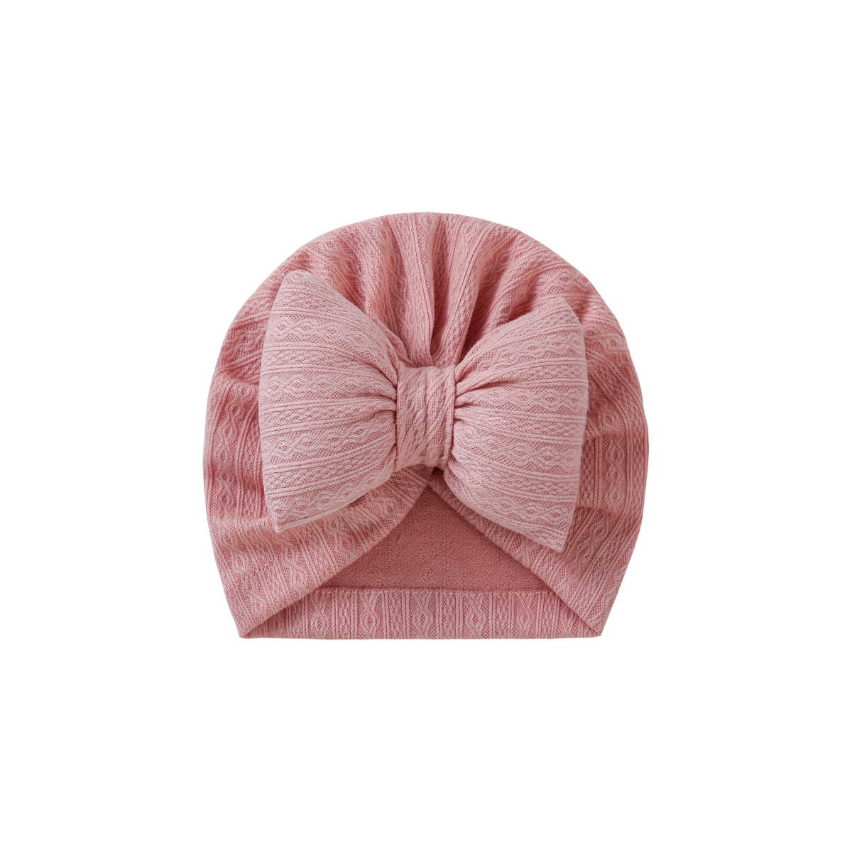 Tully diamond knit bow baby turban in flamingo