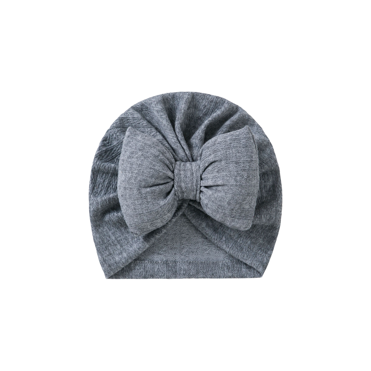 Tully diamond knit bow baby turban in grey