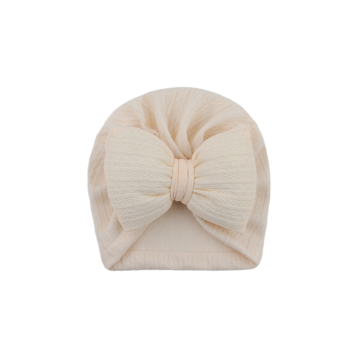 Tully diamond knit bow baby turban in ivory